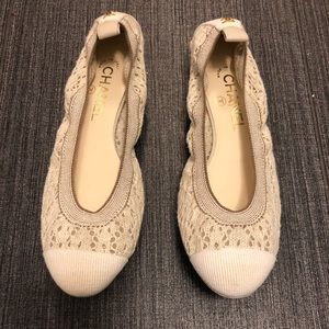 CHANEL ivory crochet flats size 37.5